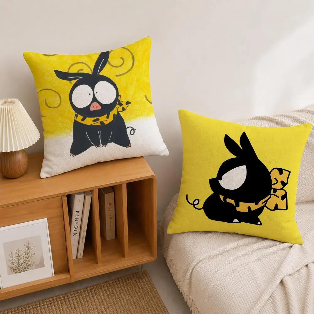 Anime P-chan Ranma Cushion Cover Natural Linen Pillowcase Set, All-in-One Decor for Sofa, Bedroom & Chair
