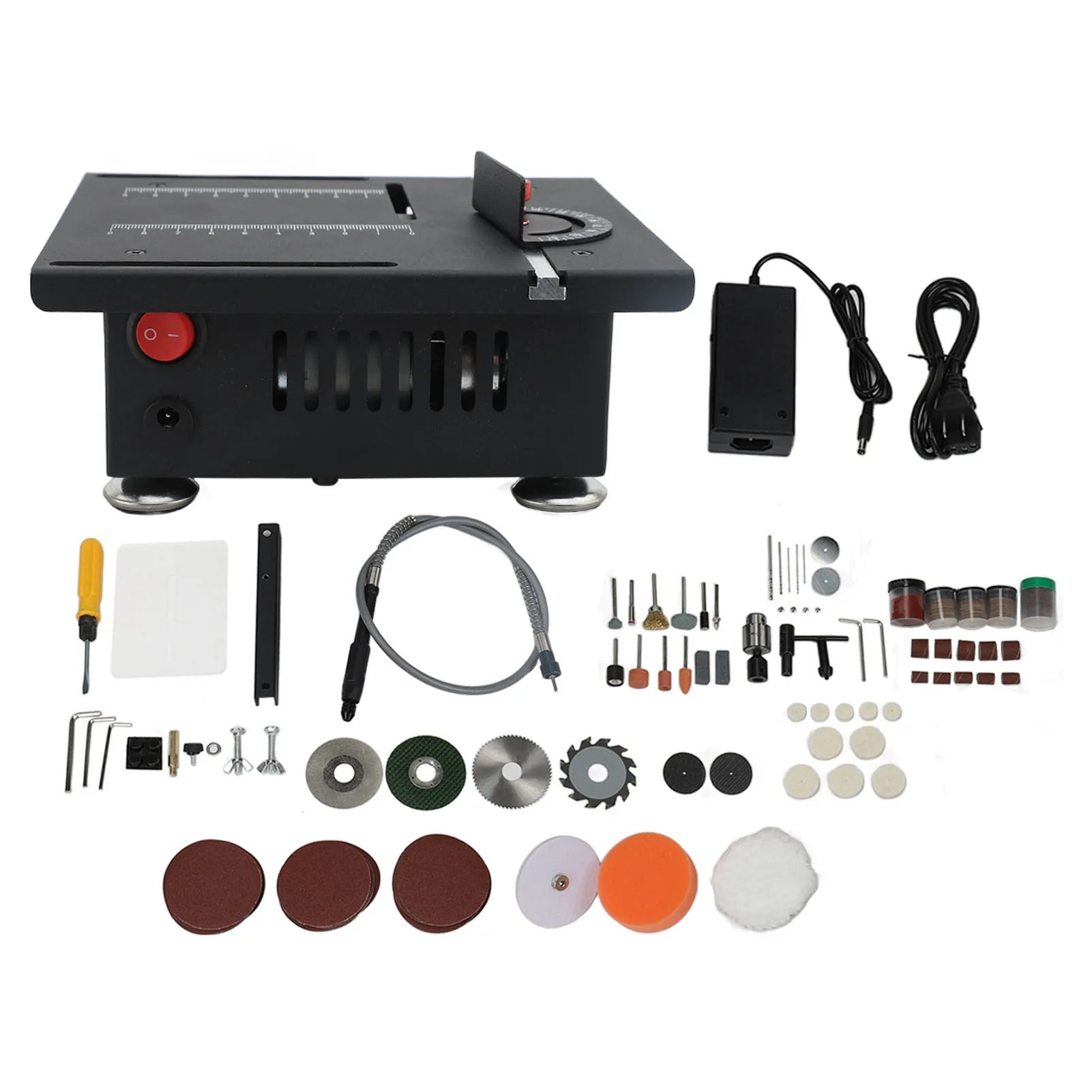 

Mini Table Saw 100W 7 Speeds Angle Blade Height Adjustable Mini Desktop Electric Saw Cutter for Wood PCB Acrylic Plastic US Plug