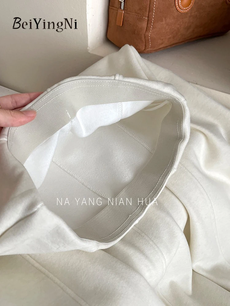 Beiyingni الفرنسية خمر الصوف ألف خط ميدي التنانير للنساء عادي المرقعة الكشمير الشتاء تنورة عالية الخصر الإناث الأسود Falda