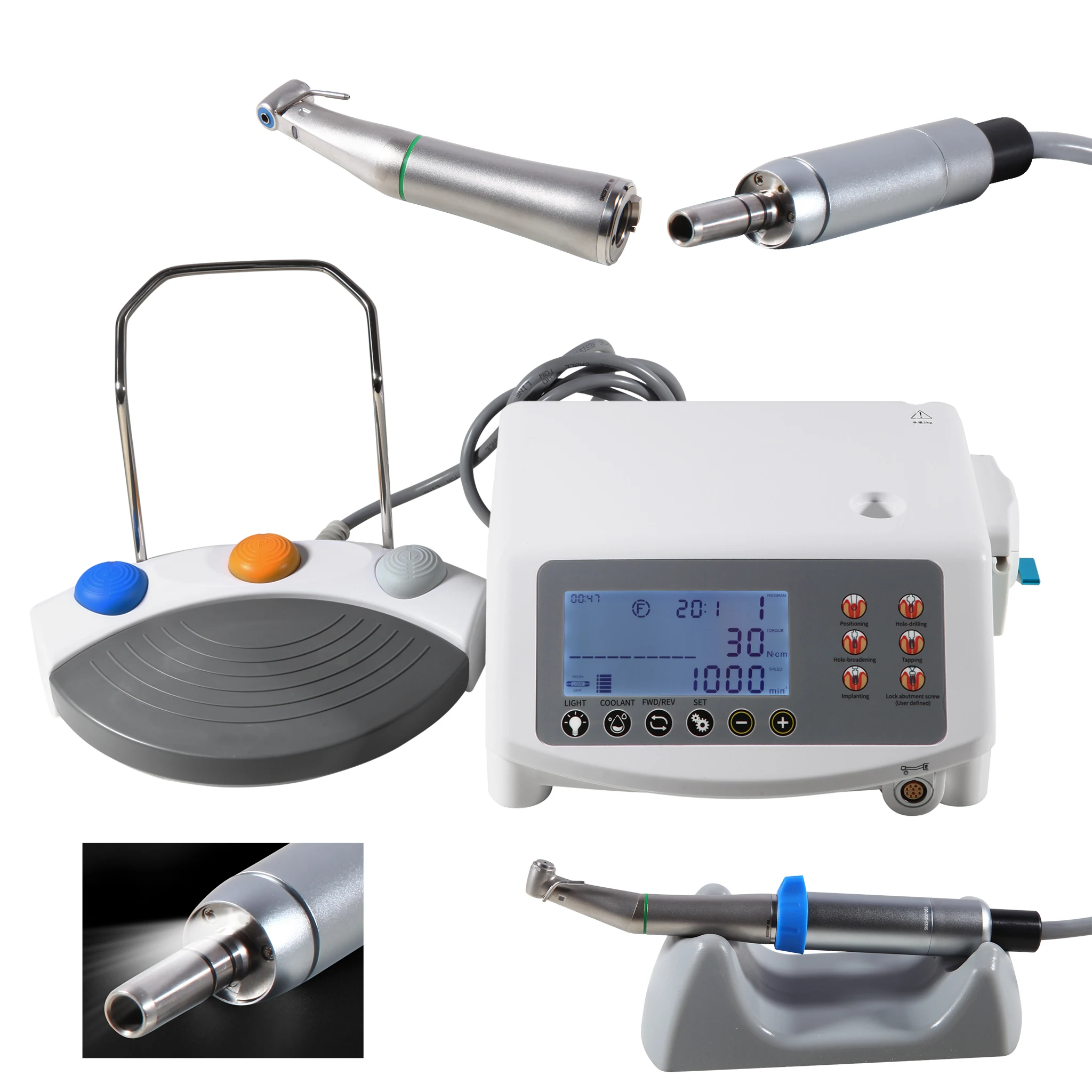 

den tal impl ant Motor System Surgical Brushless Touch Sreen 110V/220V With 20:1 Contra Angle LED Fiber Optic Handpiece