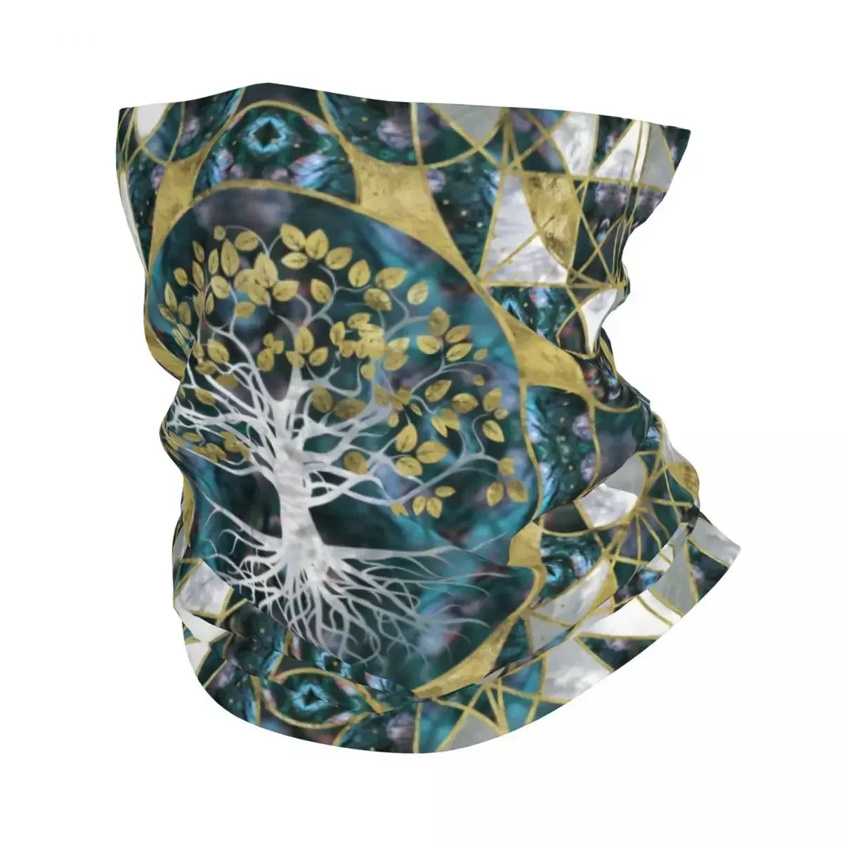 Tree Of Life Marble And Gold Bandana Neck Gaiter for Ski Cycling Women Men Wrap Scarf Yggdrasil Headband Warmer