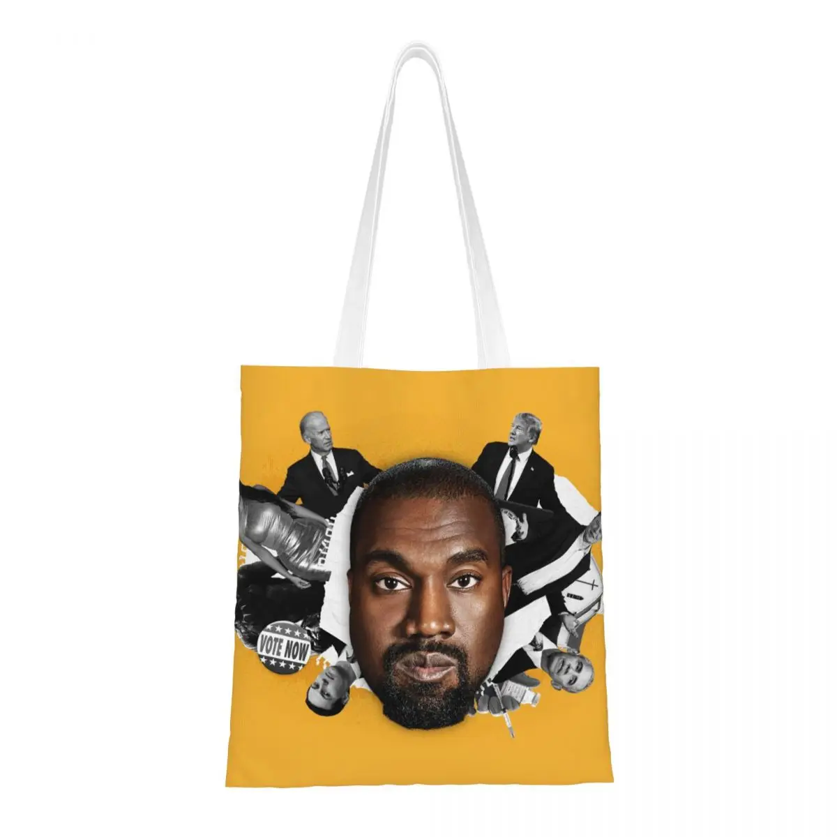 Custom Funny Kanye West Meme Groceries Shopping Tote Bag Women Rapper Music Producer Canvas Shopper Shoulder Bags Handbags