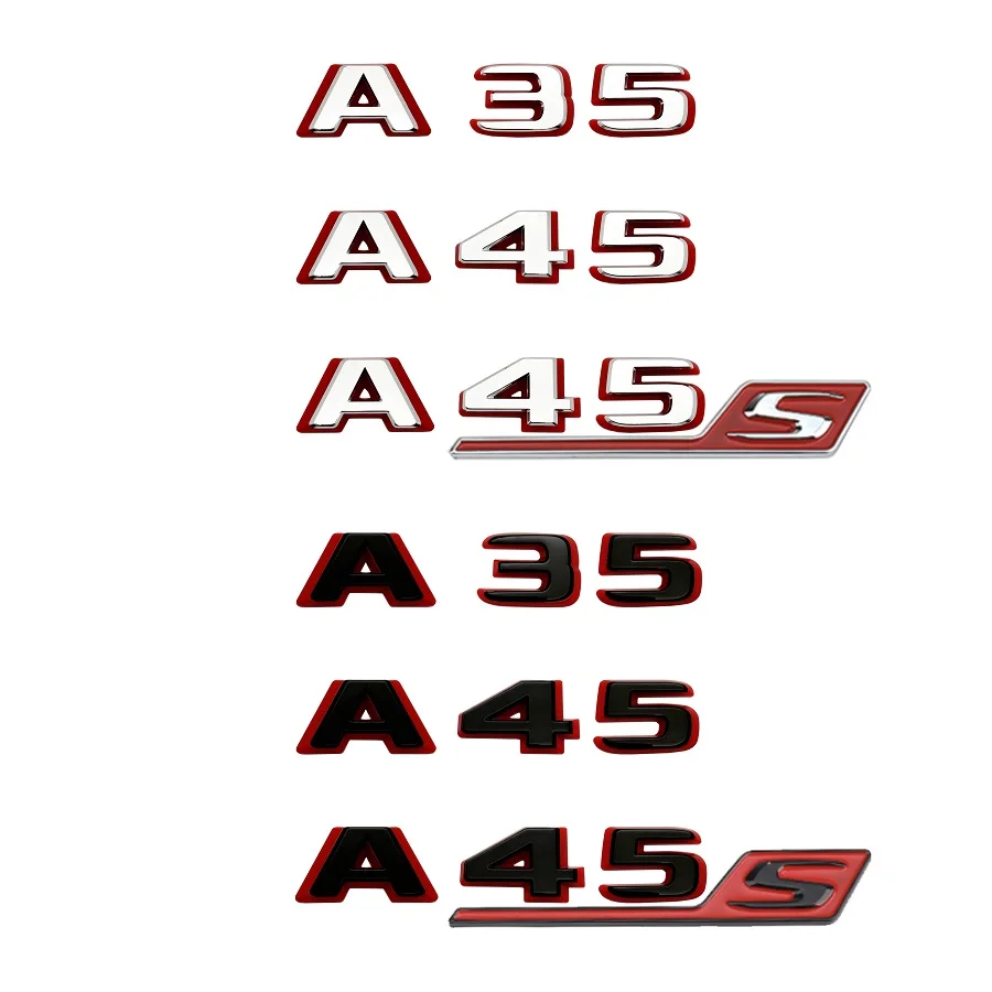 2024 New style Two tone Letters A35 A45 A45S Turbo 4matic Emblem forMercedes Benz W177 W176 Car Fender Trunk Rear Logo Sticker