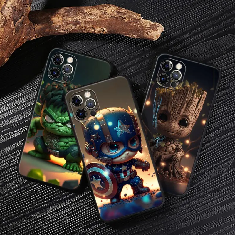 

Cartoon Child Marvel Avengers Captain America Case For iPhone 17 16 15 14 13 12 11 Pro Max Plus Cover 17 Pro 17E Air 16e Funda