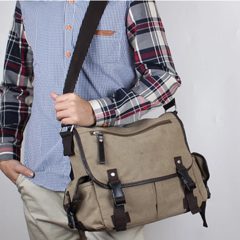 

Vintage Crossbody Bags For Men Multi Pockets Laptop Shoulder Bag Water Resistant Crossbody Bags Adjustable Strap for School Work