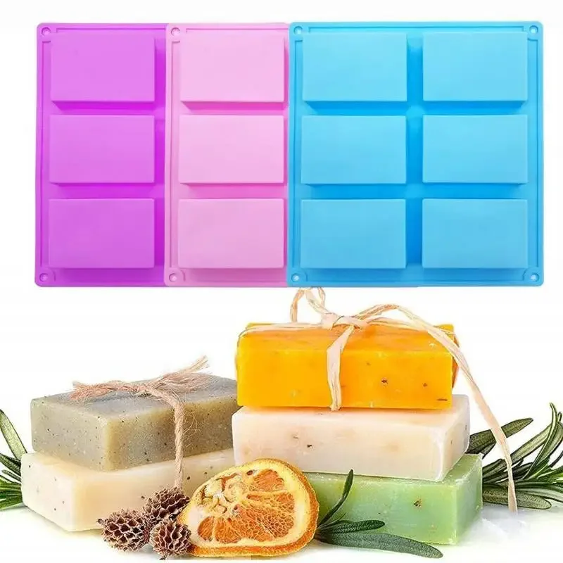 Newest 6 Grids Rectangle Silicone Soap Making Molds DIY Chocolate Mousse Cake Bakeware Ice Cream Mould Tools Birthday Gifts 2023