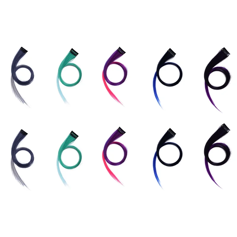 

A47F-Радуга, выделенные выцветающие цвета, заколка для наращивания волос, длинная прямая заколка для волос, обрезка для волос, накладные волосы 3,2X55 см