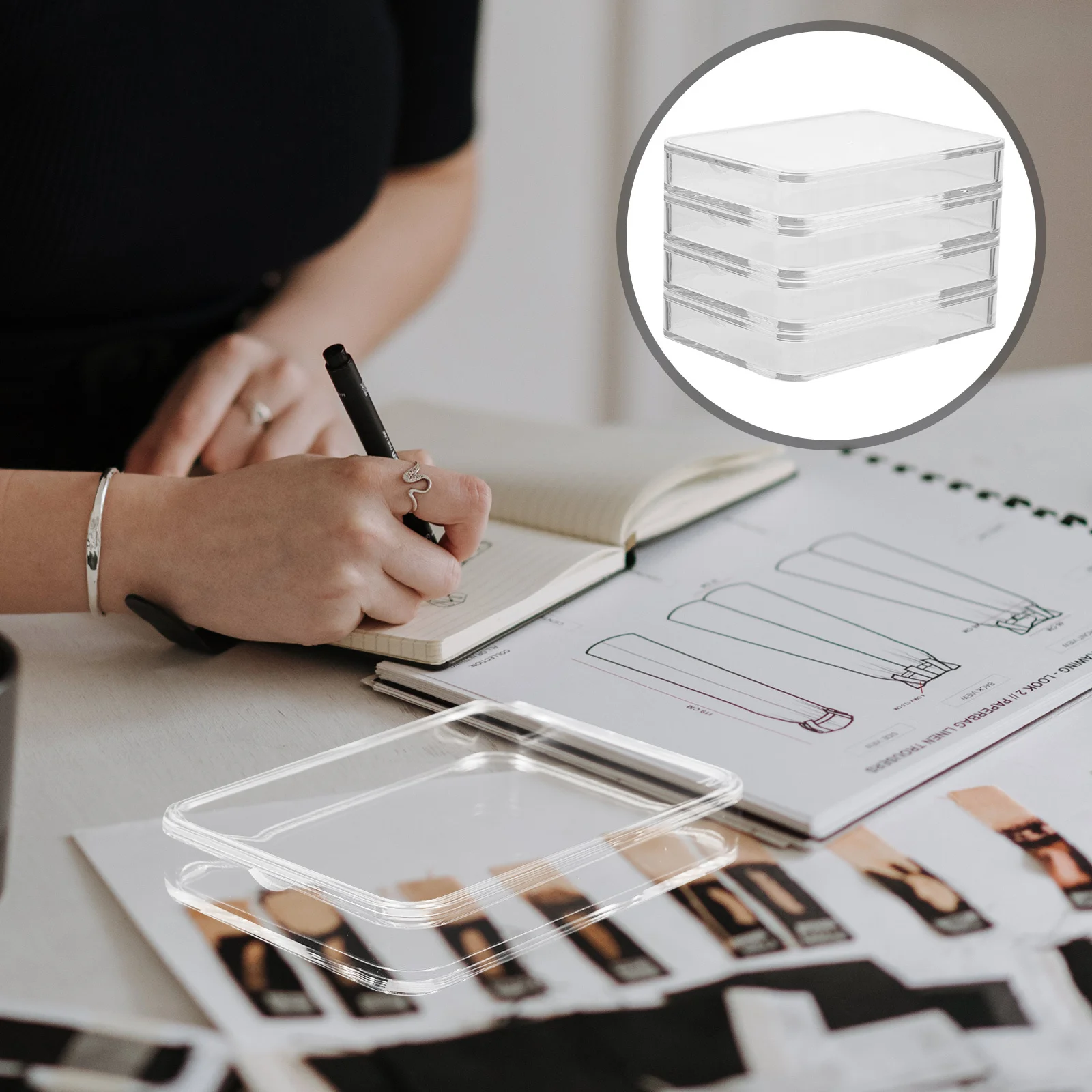 4 قطع من صناديق المجموعة الشفافة، صندوق حماية دائري شفاف، منظم مقاوم للغبار لحقيبة حاوية حامل تخزين العملات المعدنية #2