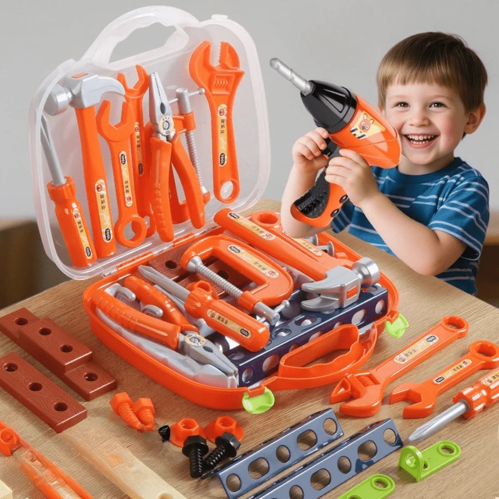 Caja de herramientas para niños, herramientas de reparación y desmontaje, destornillador, juguetes para juego de imitación, regalos de Navidad y Halloween