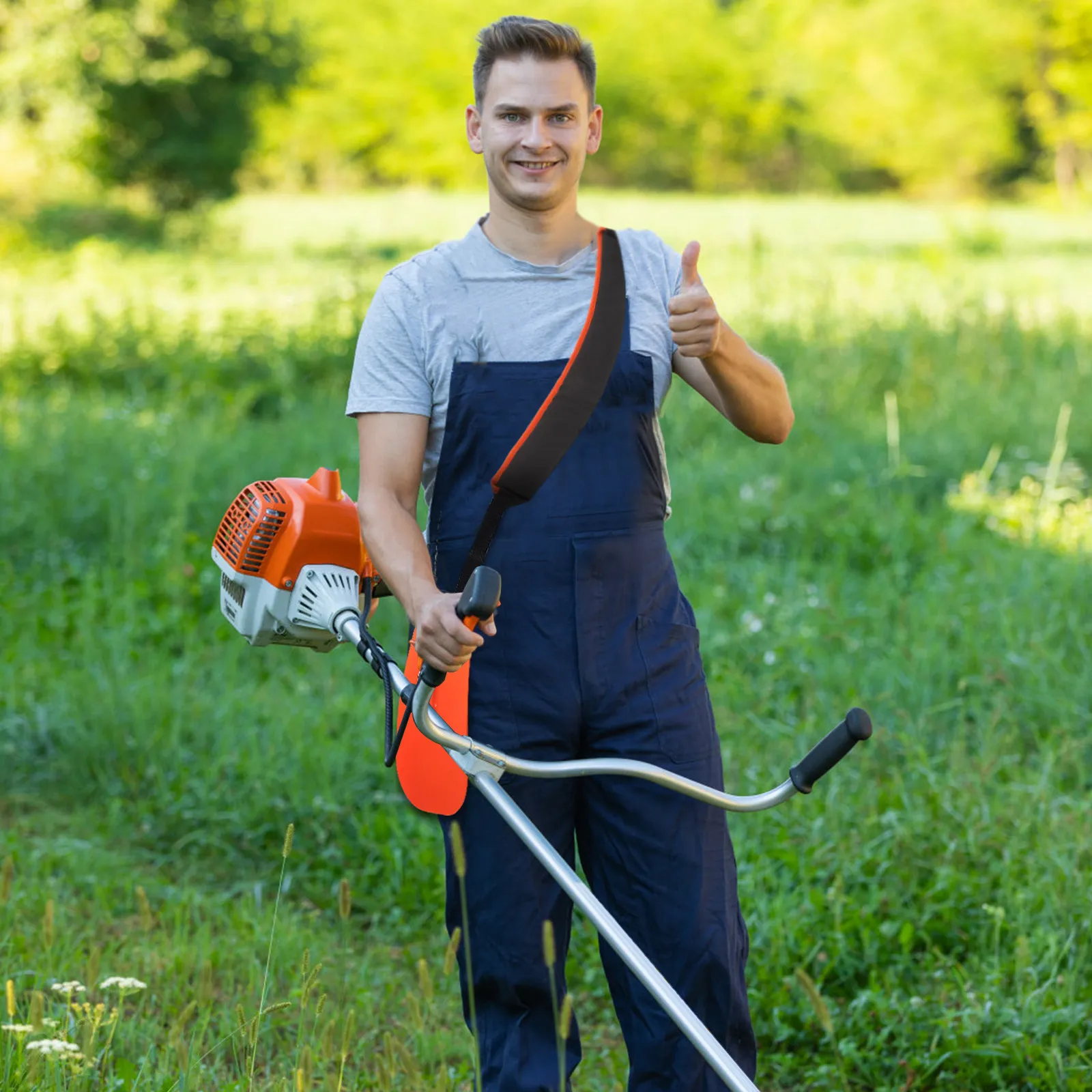 Premium Nylon Lawn Trimmer Carrying Strap Adjustable Length Non-Slip Shoulder Support for Mower Trim Tool Distributes Weight
