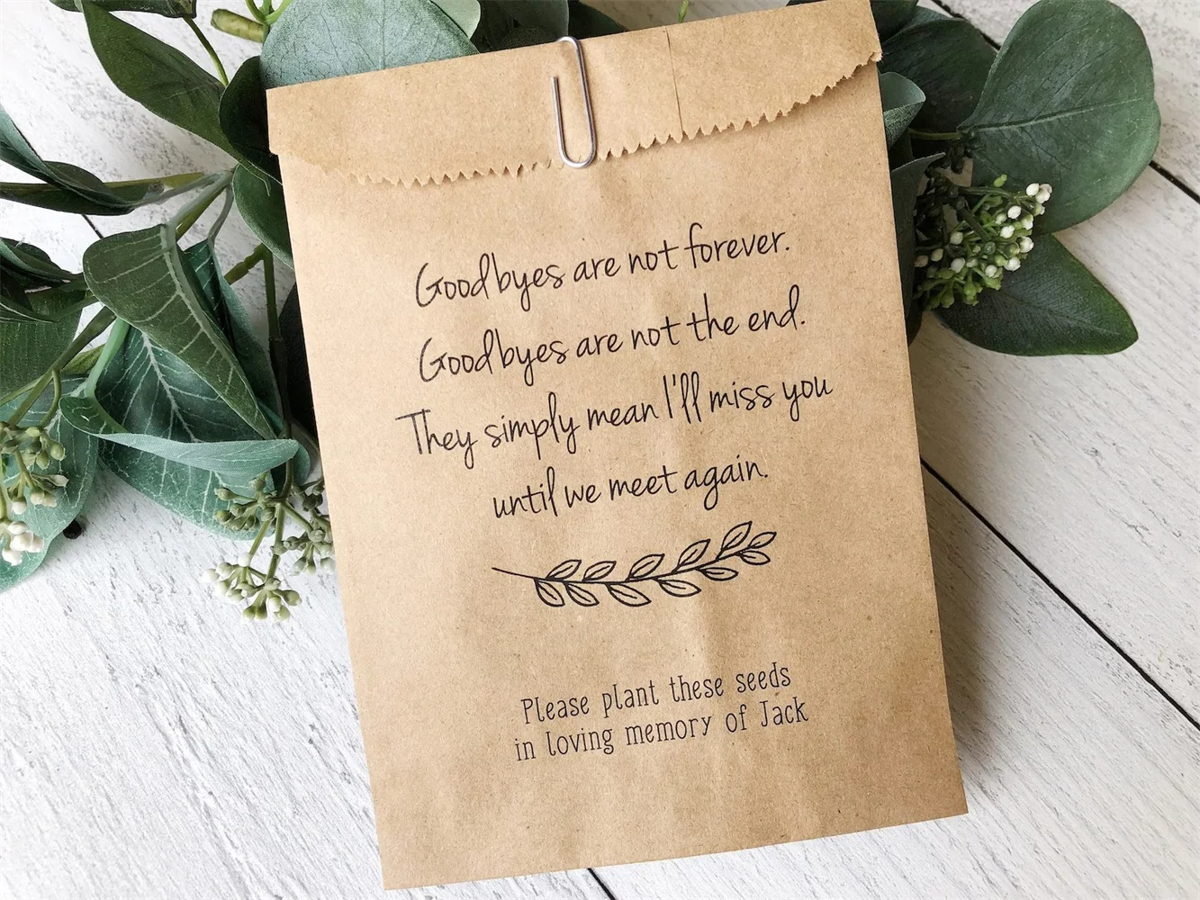 50 Memorial Gift Bags, Funeral Favors, Celebration of Life, Condolence, Sympathy, Great for Wildflowers or Seeds