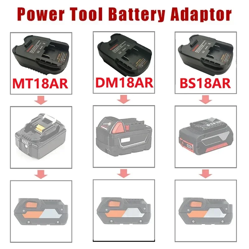 MT18AR DM18AR BS18AR Adapter Converter for Makita for DeWalt for Bosch for Milwaukee Battery Adapter To RIDGID & AEG 18V Battery