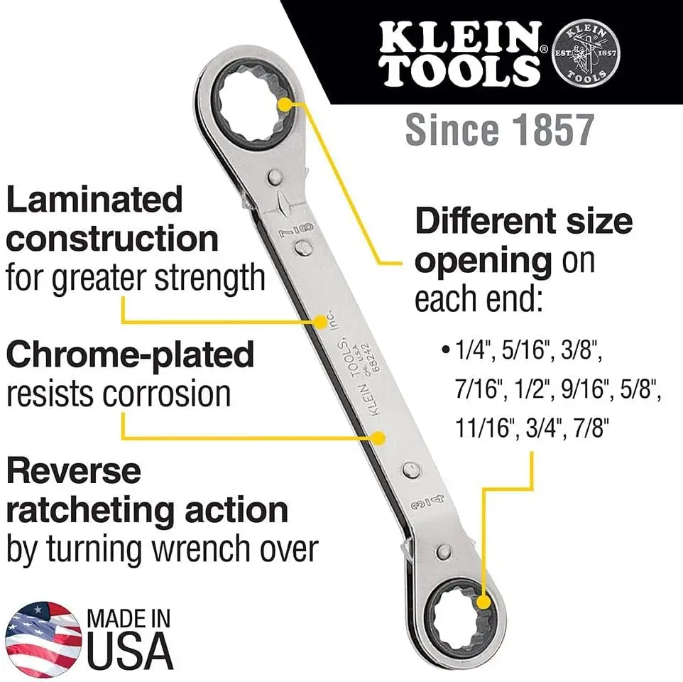 Tools 68245 Reversible Ratcheting Box Wrench Set, 5-Piece, Black, Made in USA