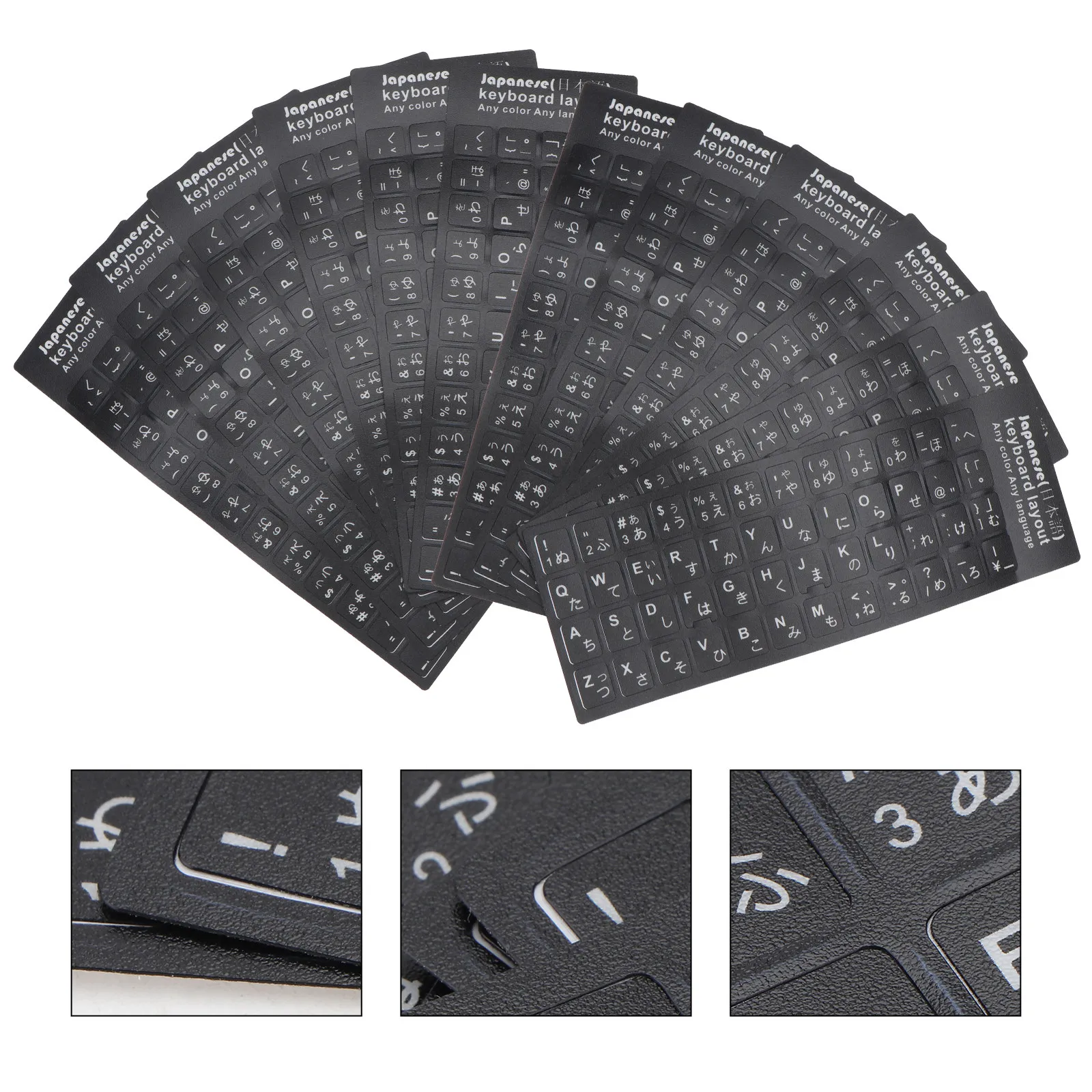 

10Pcs Japanese Keyboard Stickers Universal PVC Keyboard Skin Multi Language Protective Cover for Laptop Notebook Home Office Use