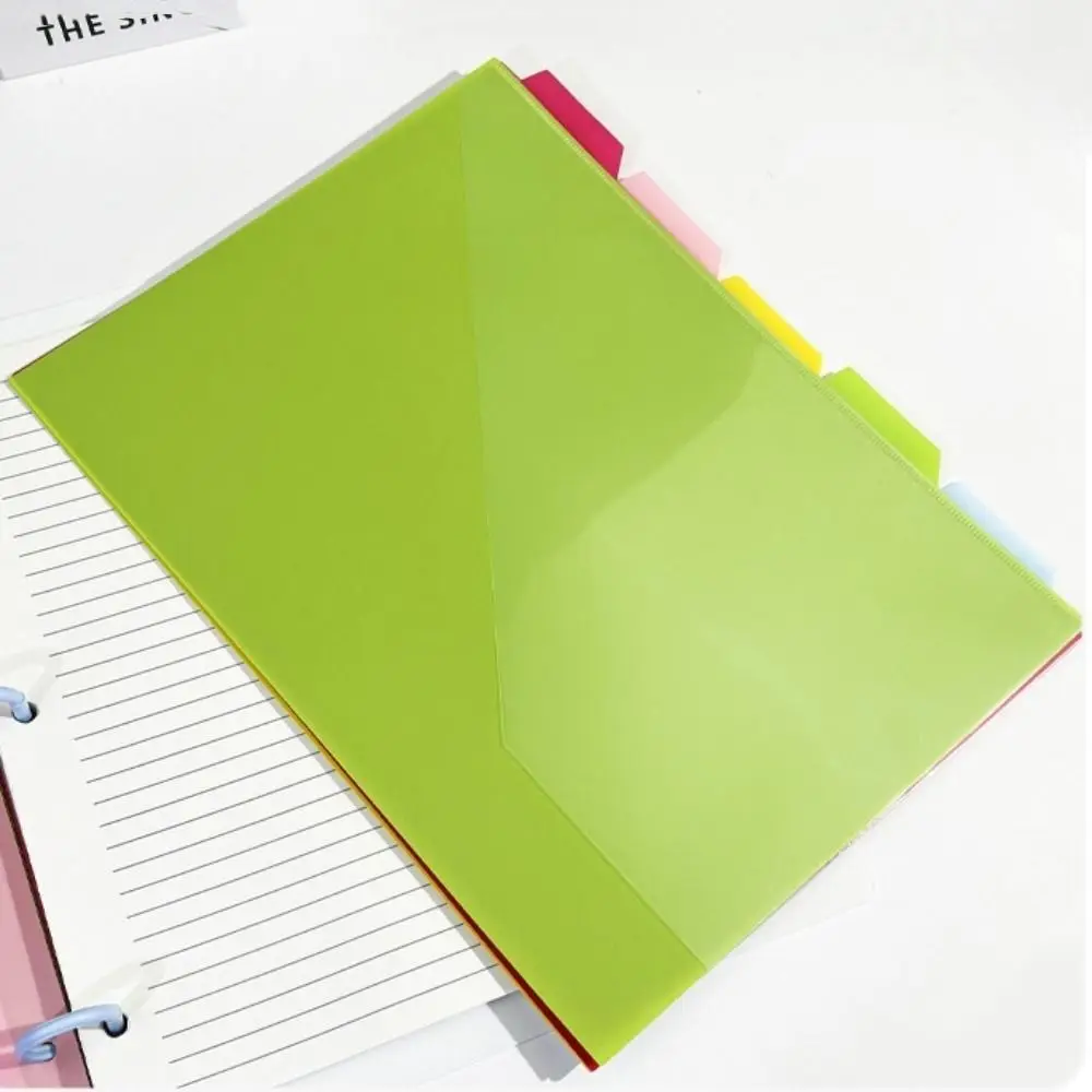 5Pcs Document Organizer Index Page Folders Colored Labels 3 Holes File Folders Wear-Resistant Separator Binder Sheet Protectors