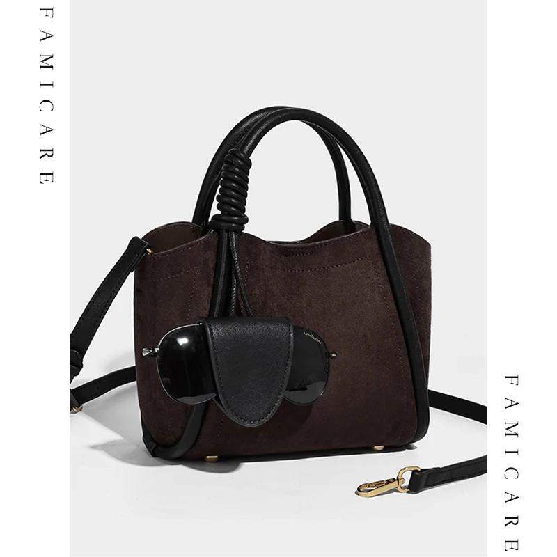 

Женская сумка, шикарная легкая роскошная сумка премиум-класса, осень-зима 2024, новая сумка-ведро из искусственной замши, винтажная уникальная ручная сумка на одно плечо