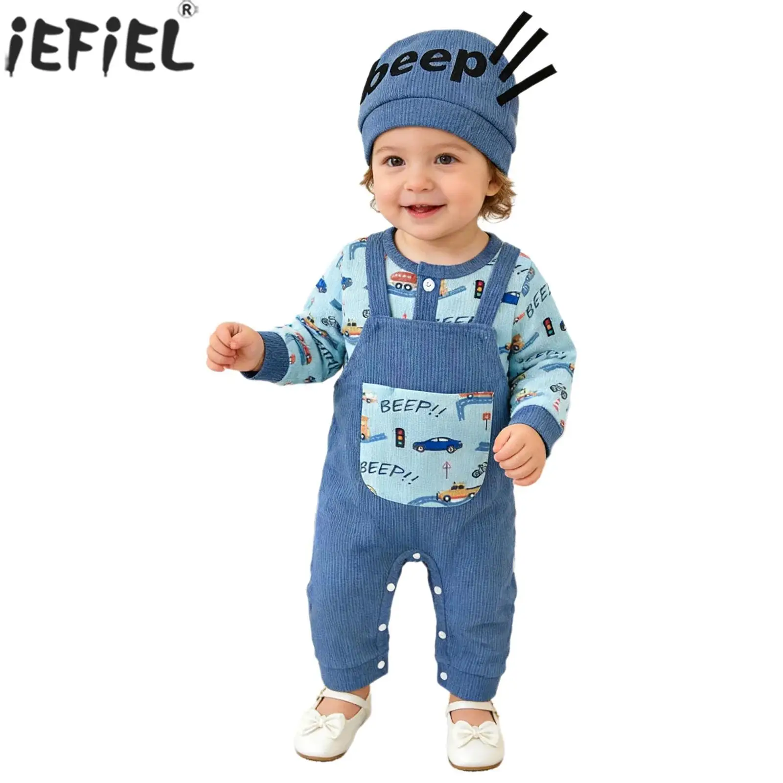 

Комплект костюмов для фотосессии на день рождения для маленьких мальчиков и девочек: милый комбинезон с длинными рукавами и принтом, с шапочкой, для повседневной носки и отдыха