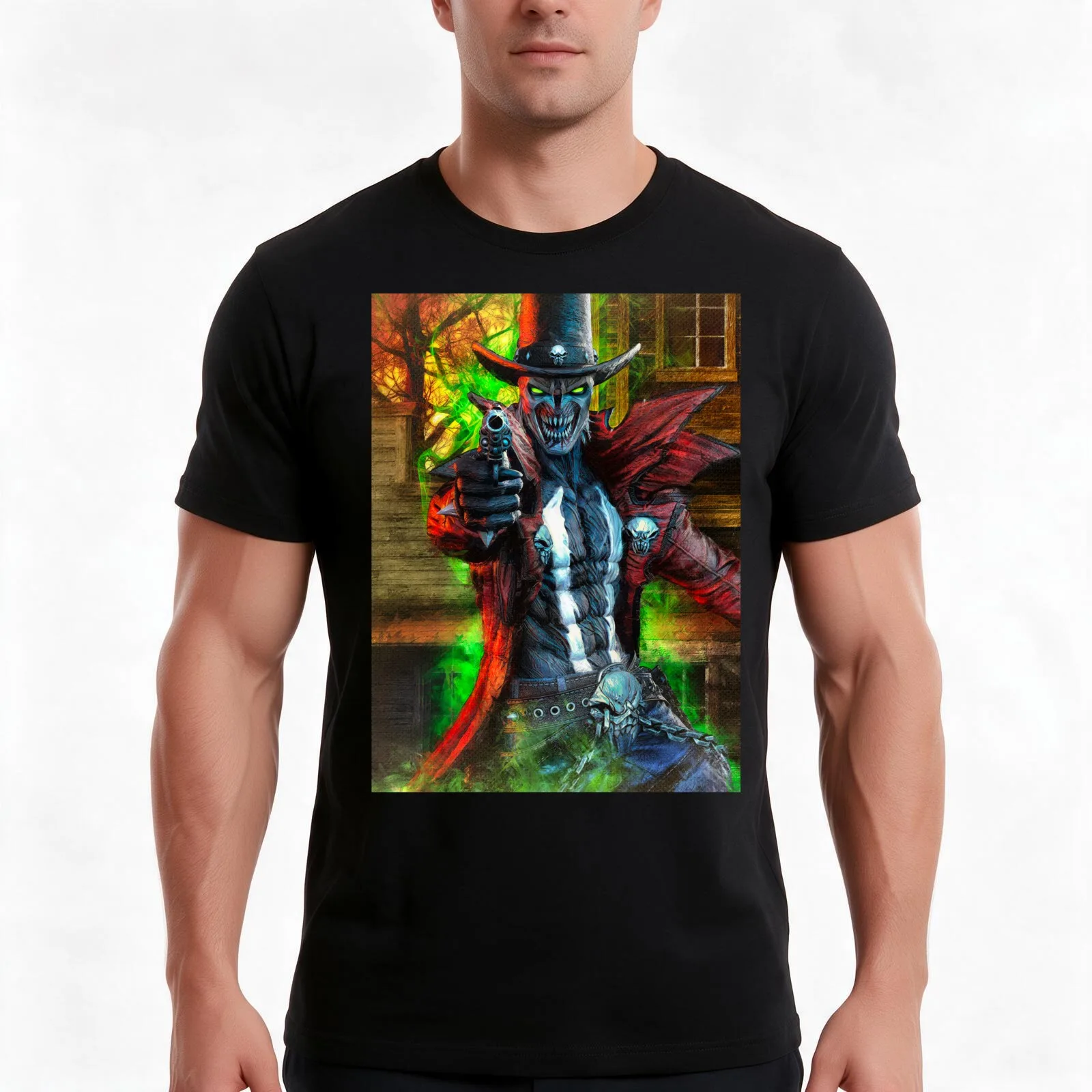 Gunslinger Spawn T-Shirt Summer Casual Cotton Tee Oversized Streetwear Tops Vintage Graphic Print Loose Fit Short Sleeve