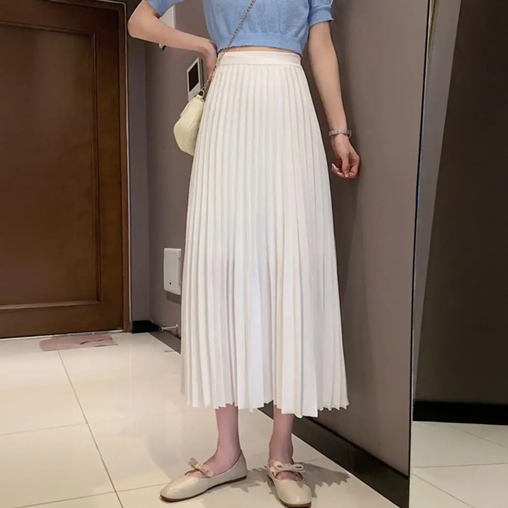 Rok Midi untuk Wanita Rok Midi Lipit Elegan dengan Pinggang Tinggi yang Meniruskan untuk Pemakaian Sehari-hari dengan Warna Solid untuk A