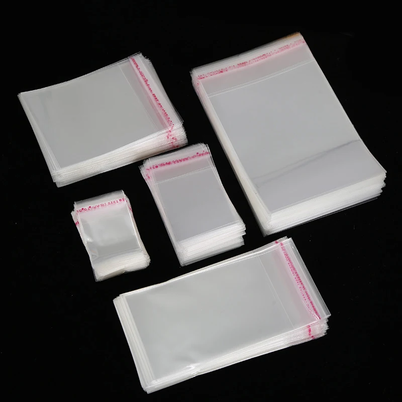 100/50Pcs Transparent Self-closing Small Opp Plastic Bag Mini Jewelry Gift Packaging Self-adhesive Biscuit Candy Packaging Bag