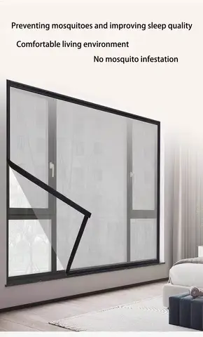 천공이 없는 맞춤형 일체형 모기장 창, 환경 친화적이고 내구성이 뛰어나고 아름답고 관대함