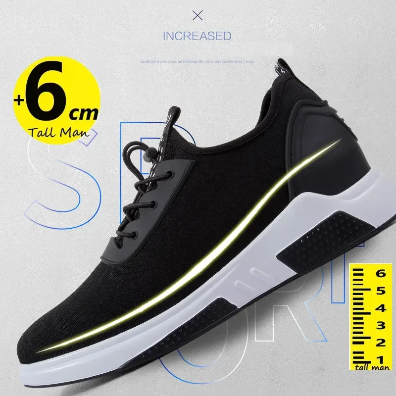 

Men Sneakers Elevator Shoes High Heels Heightening Shoes Breathable Height Increase Shoes Tall Man Height Shoes 6cm board Luxury