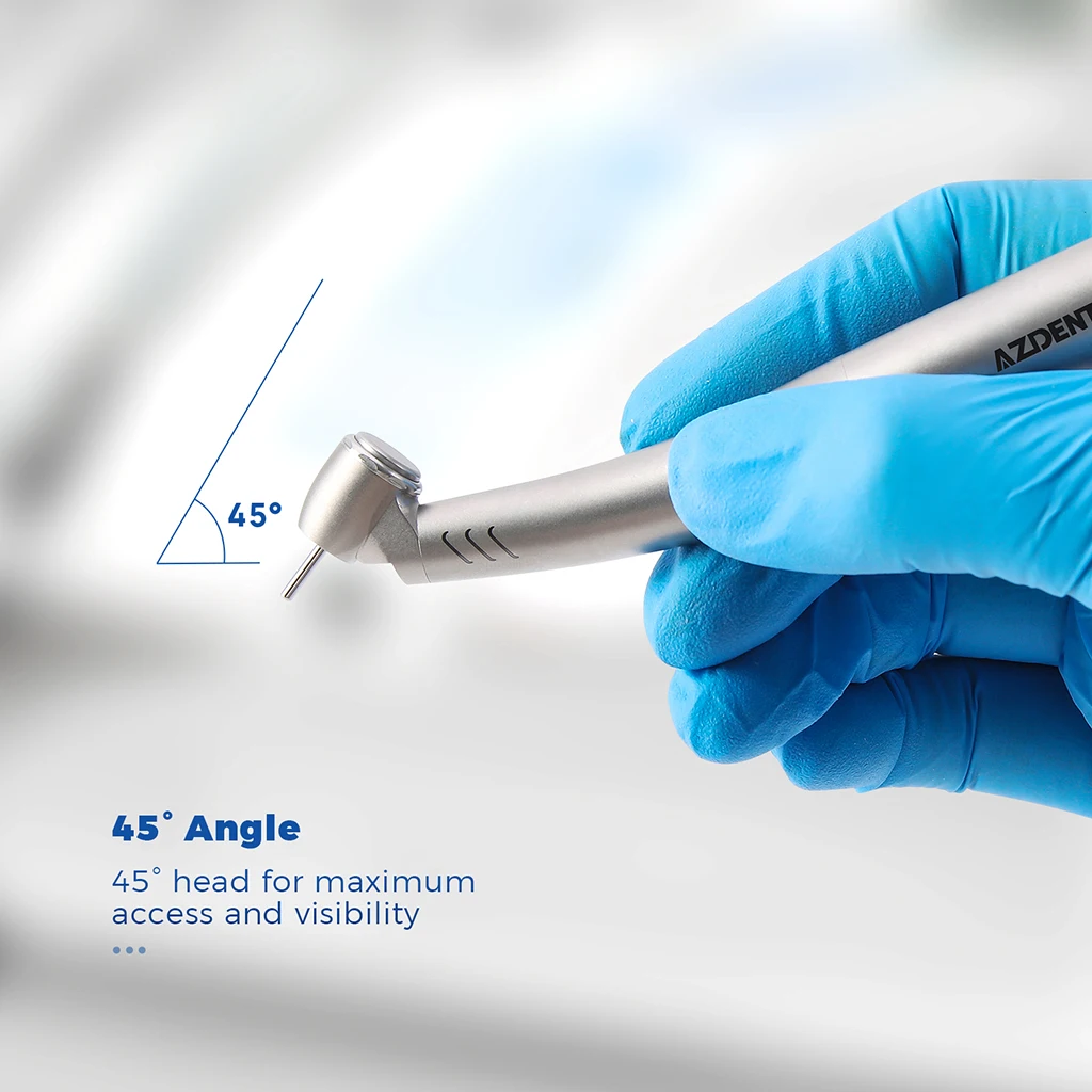 AZDENT Dental 45 ° Hochgeschwindigkeits-Handstück mit LED-Faseroptik aus Titan, passend für KAVO und NSK, mit Keramiklager und Druckknopf, Zahnmedizinisches Instrument – Detail 9