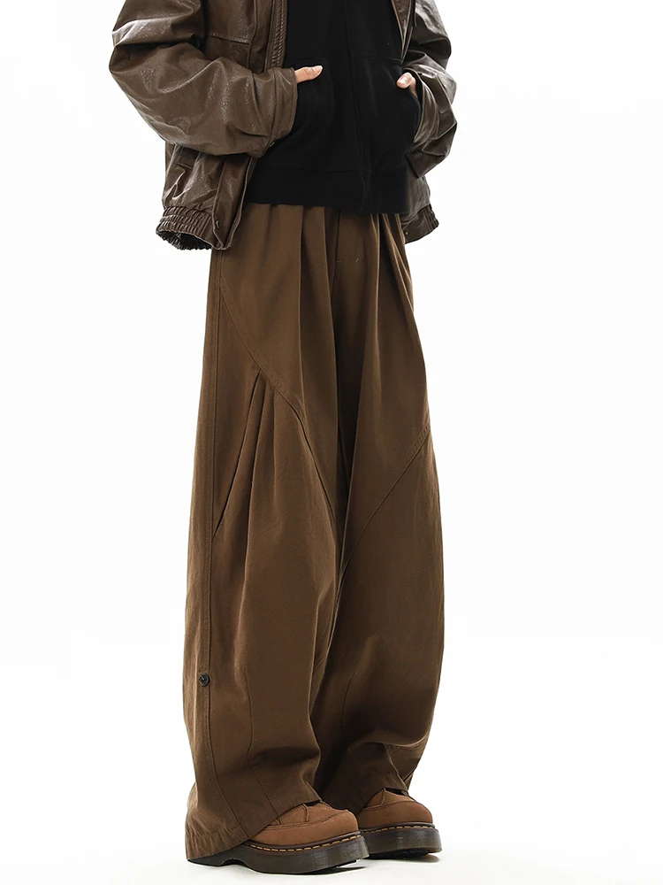 

Ce Brown Wide Leg Workwear Pants Men's Loose Straight Casual Long Trousers American Hiphop Knife Pants Youth Faion