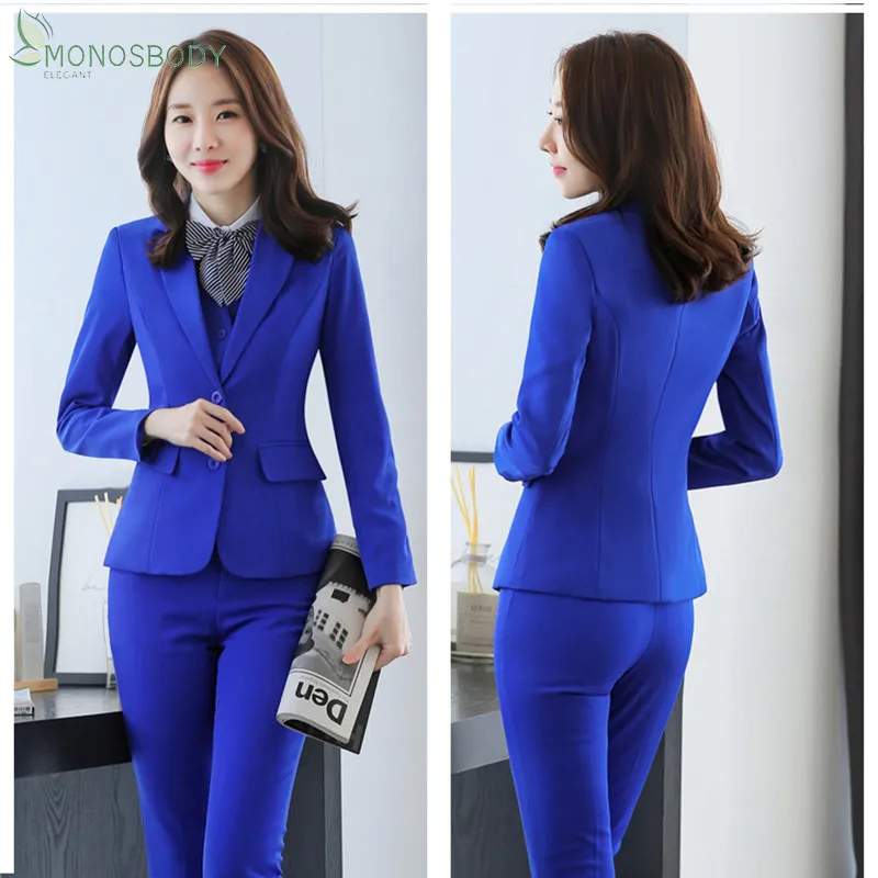 

Office Lady 3 Piece Set Women Pant Suits Business Work Wear Uniforms Style Waistcoat Trousers Blazer Sets Female Outfits 2023