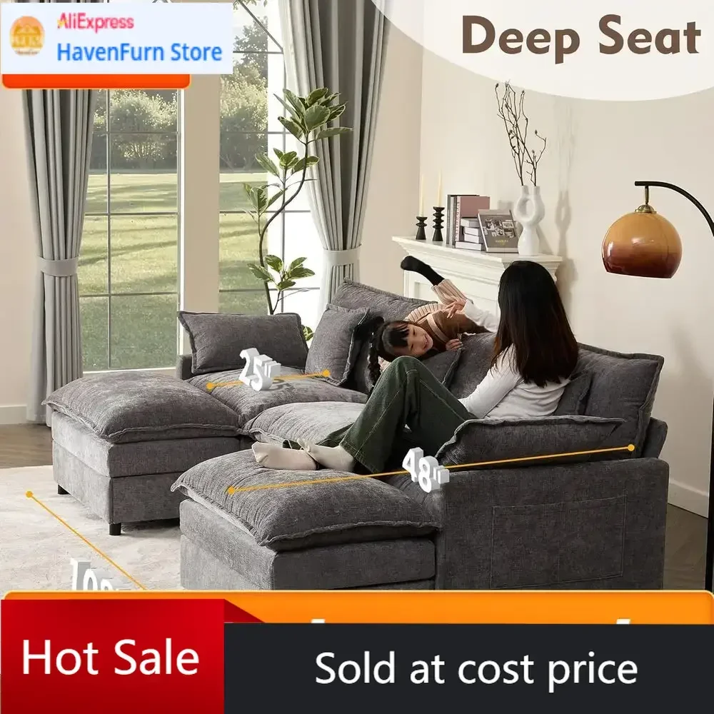 

Акционная цена! Ограниченное предложение! Акция! Удобный секционный диван-кровать 3-местный с оттоманкой, эффект облачного комфорта, 108.