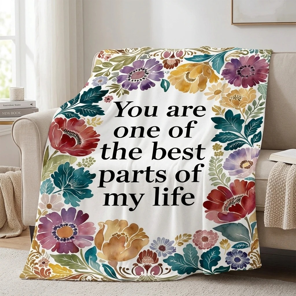 Vibrant Bohemian Floral Frame Flannel Throw Blanket, Ultra Soft All-Season Blanket for Gifting & Home Decor