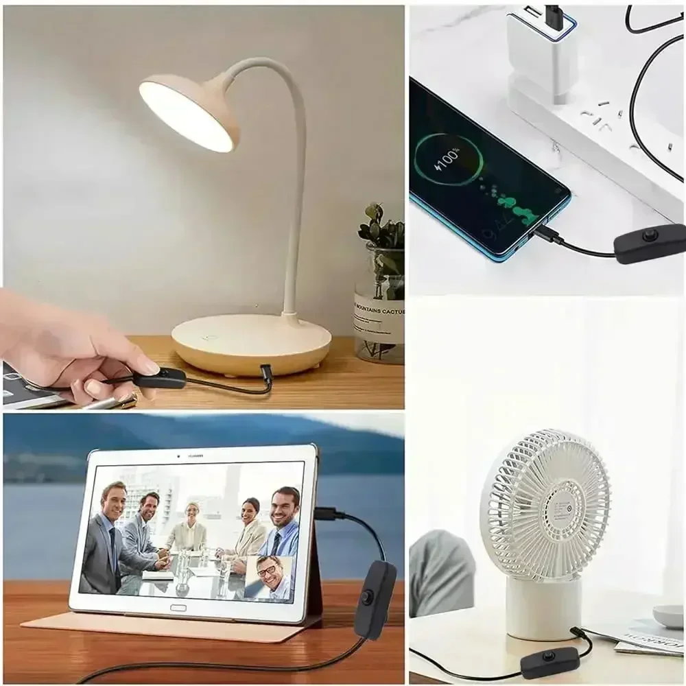 5 فولت USB نوع C مع تشغيل/إيقاف التبديل زر الطاقة شحن تمديد كابل ، USB C PD إلى مايكرو USB/تيار مستمر 5.5x2.1 مللي متر كابل محول #6