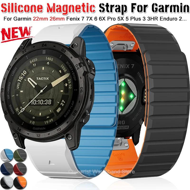 22/26mm magnetisches Silikon band für Garmin Fenix 7 7x6 6x Pro 5x5 Pro Quick Fit Armband für Gen 2/Enduro 2/Abstieg mk1 Band