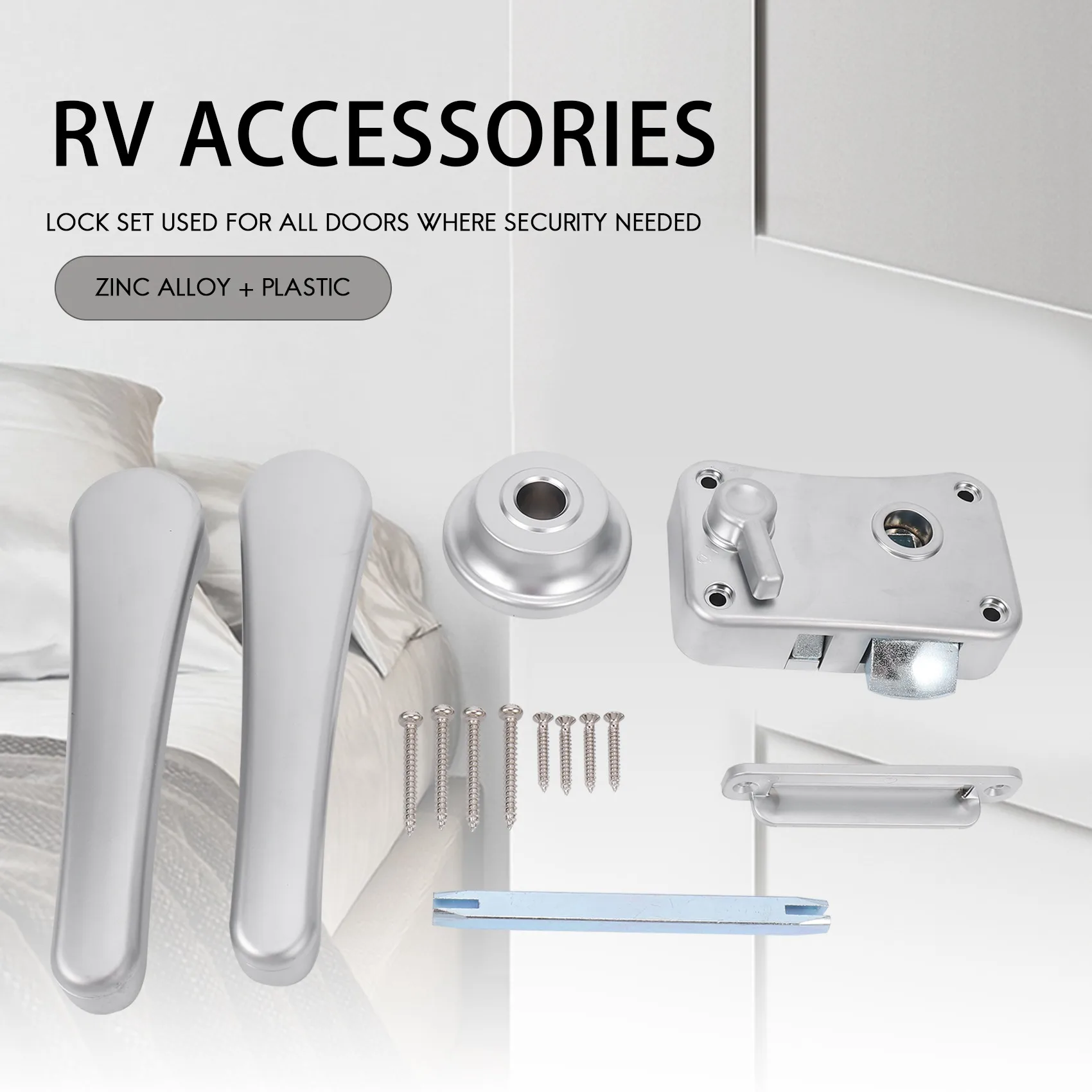 قفل باب مرحاض RV ، قفل باب الحمام ، مزلاج قارب قافلة ، قفل مقبض ، ملحقات RV