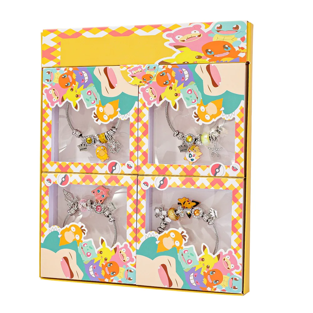 مجموعة مكونة من 4 قطع من أساور بيكاتشو الإبداعية الكرتونية لعبة الموضة صندوق أعمى إكسسوارات مجوهرات للأطفال مجموعة هدايا أنيمي #1