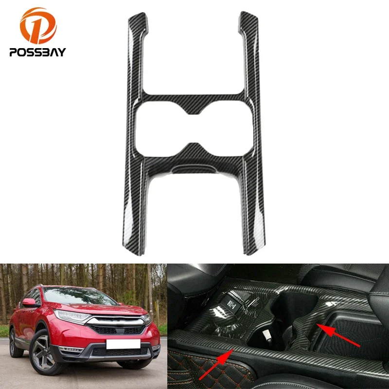 Car Carbon Fiber Black Interior Water Cup Holder Frame Cover Trim Frame for Honda CR-V CRV 5th 2017 2018 2019 2020 Accessories