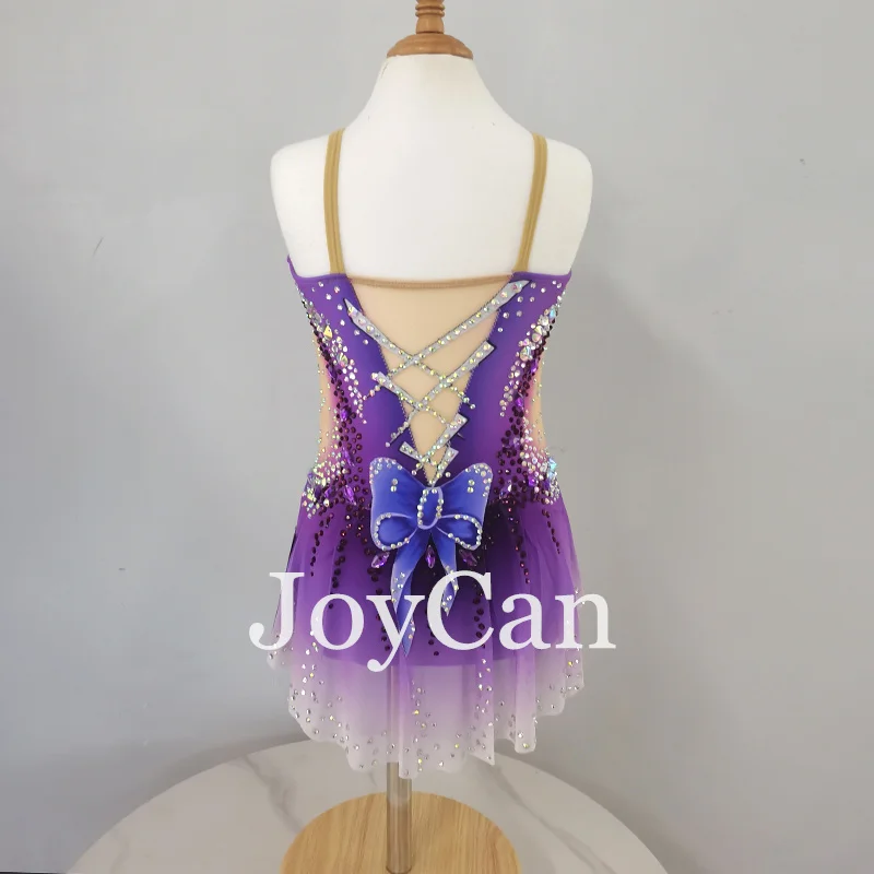 JoyCan-leotardos de gimnasia Rhthmic para niñas y mujeres, Ropa de baile elegante de Spandex púrpura para competición