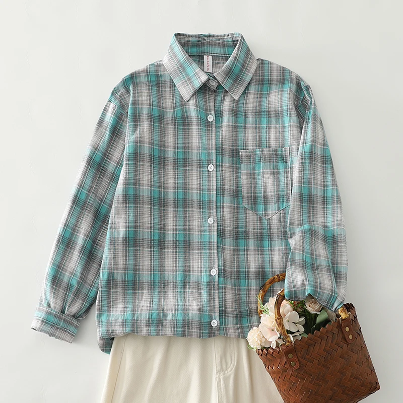 فضفاضة تناسب القطن الكتان irt طويلة Sve منقوشة نمط ربيع الخريف المرأة الملابس الفنية عادية Sle حجم كبير #1