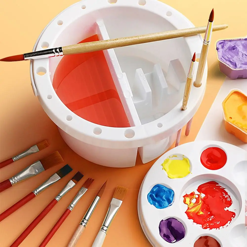 

Paint Brush Holder/Color Palette Paint Brush Washing Bucket with Lid 3-in-1 Paint Brush Washer Plastic Paint Brush Cleaner