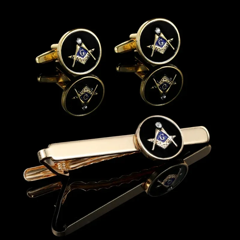 New Retro French Cufflinks Men\'s Banquet Suit Shirts Accessories Personality Round Crystal Masonic Cuff Links Gifts for Men