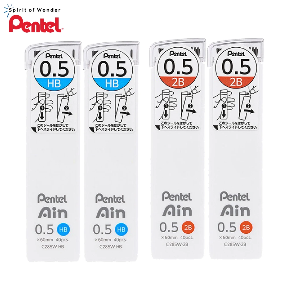 3 Tubes Japan Pentel Ain Stein Mechanical Pencil Lead Refills Break Resistant 0.5mm HB/2B Automatic Pencil Leads School Supplies