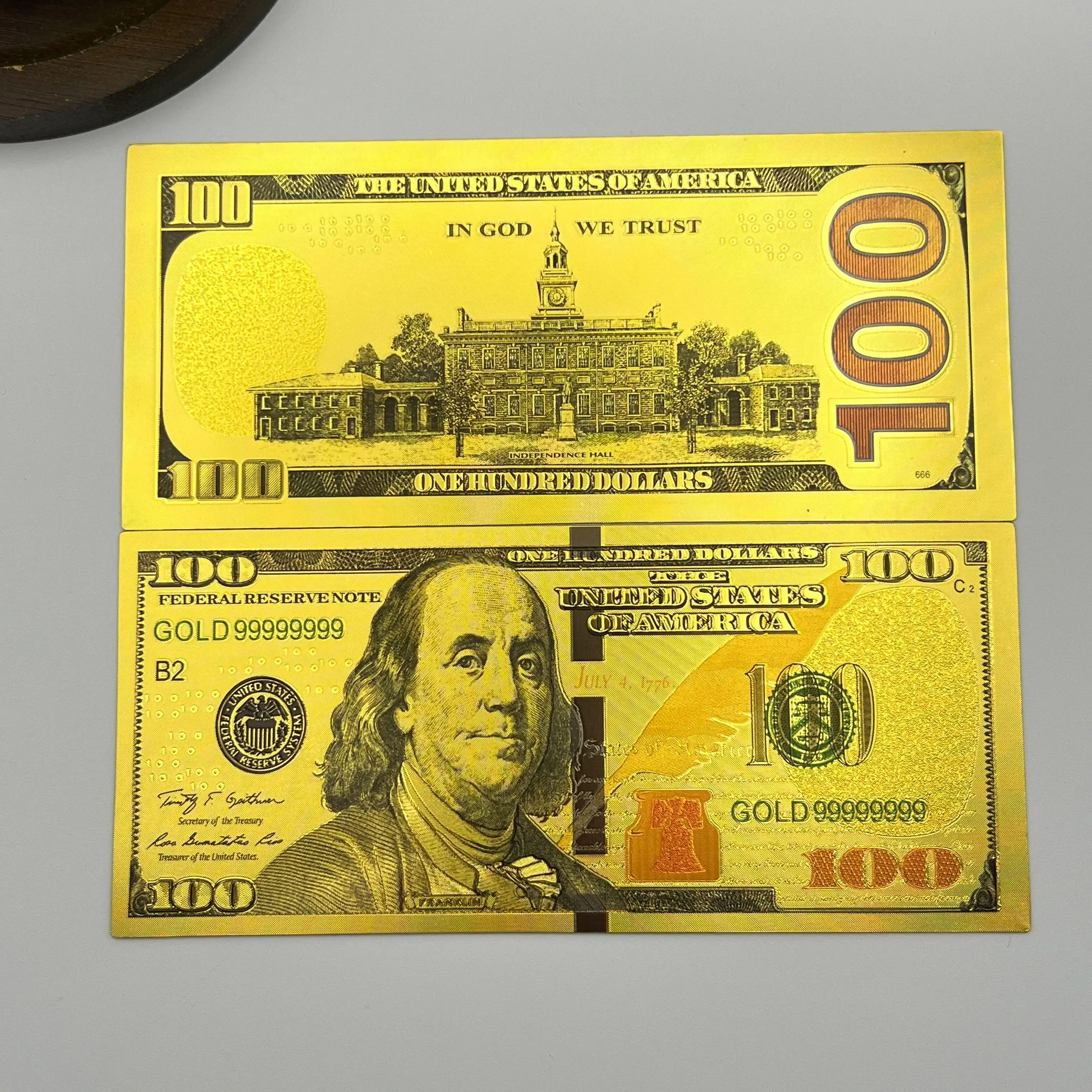 20/50/100pcs USD 100 Dollars 24k Gold Foil Golden USD 100 Dollar Fake Bills Paper Money Banknotes Crafts