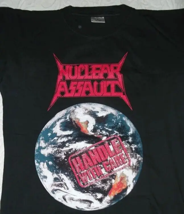 Reprinted 2 sided Nuclear Assault Handle with care T shirt TE6125