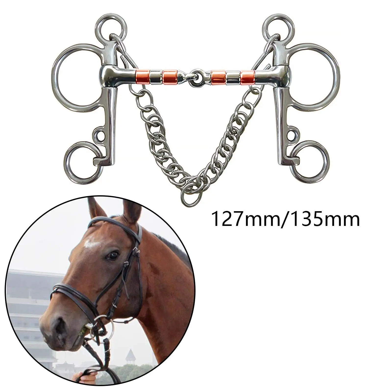 Horse Bit Mouth Bit Outdoor Horse Accessories Loose Rings Snaffle Walking Horse Bit Horse Chewing Bit Metal Horse Snaffle Bit