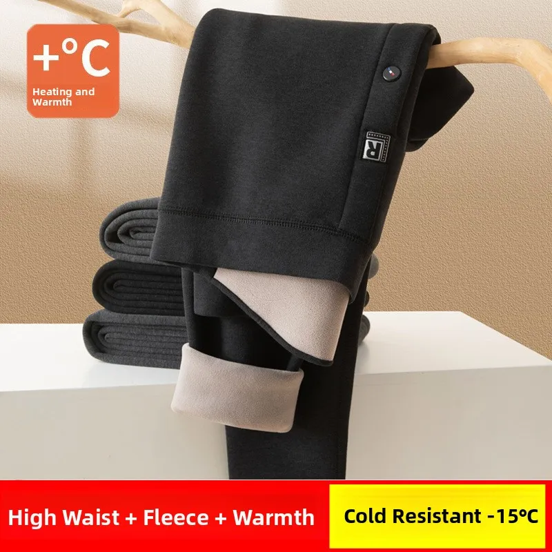 

Мужские зимние утепленные брюки с флисовой подкладкой, высокой талией, из хлопка и шерсти, термоштаны Dervo, базовый слой, большие размеры, осенние брюки