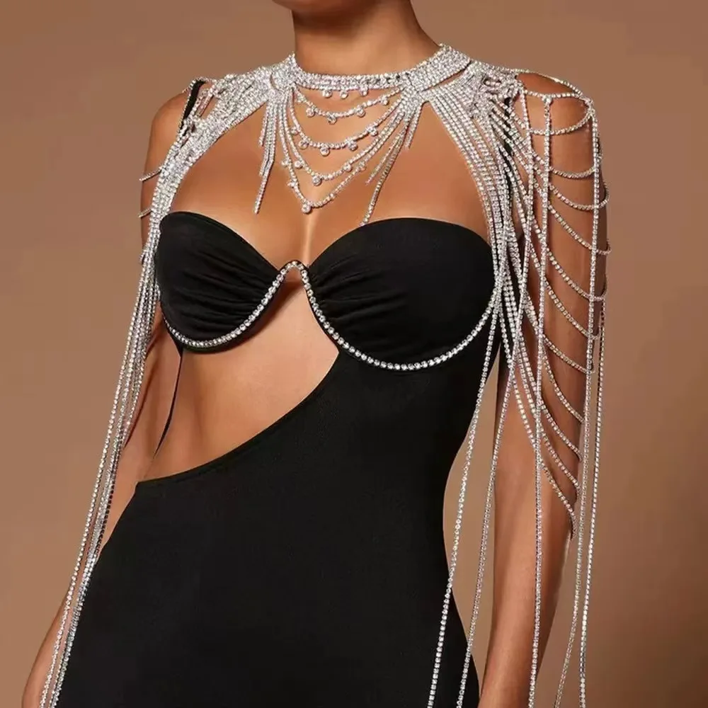 European and American fashion new hollow chain hanging neck chain temperament personality trend body chain double shoulder chain