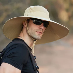 Summer Sun Hat For Man Outdoor Quick-drying Sun-proof Men Hats Panama Hat Fishing Breathable Male Large Wide Brim Bucket Hats