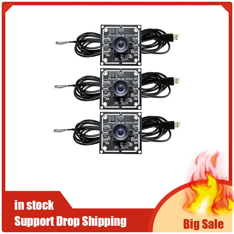 Hot sales 3PCS 100 Degree Camera Module 1MP OV9732 1280x720 USB Free Driver Manual Focus, with 2 Meter Cable for WinXP/7/8/10