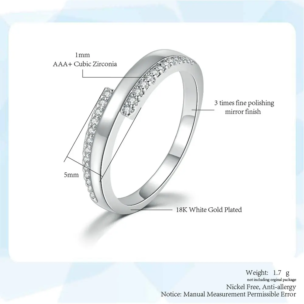 ZHOUYANG Ring For Women Simple Double Row AAA+ Cubic Zirconia White Gold Color Daily Finger Ring  Gift Fashion Jewelry DZR019