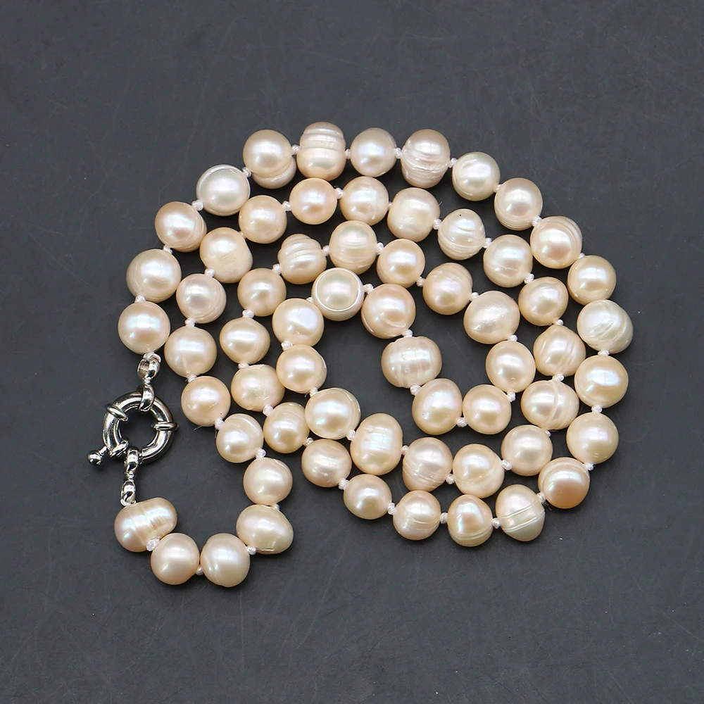 

Irregular Round Natural Freshwater Pearl Necklace Screw Pearls With Round Clasp Design Necklace Jewelry For Woman Everyday Wear